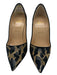 Christian Louboutin Shoe Size 38 Black Gold & Silver Canvas Pointed Toe Pumps Black Gold & Silver / 38