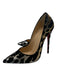 Christian Louboutin Shoe Size 38 Black Gold & Silver Canvas Pointed Toe Pumps Black Gold & Silver / 38