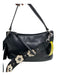 Coach Black & White Leather Shoulder Bag Floral Applique silver hardware Bag Black & White / S