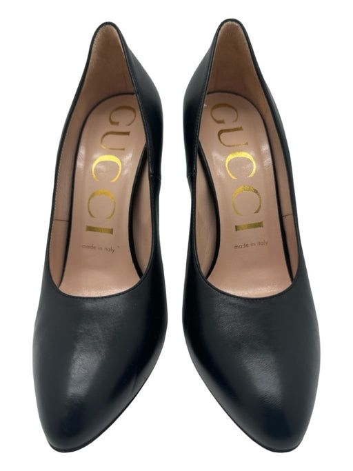 Gucci Shoe Size 37 Black Leather Almond Toe Closed Heel Stiletto Pumps Black / 37