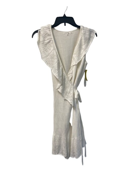 Tularosa Size XS Cream Polyester & Acrylic Wrap Waist tie Sleeveless Dress Cream / XS