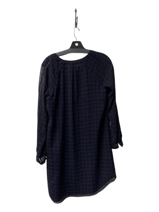 Cabi Size XS Navy Blue & Black Polyester V Neck Sheer Long Sleeve Dress Navy Blue & Black / XS