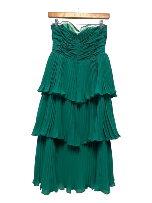 Fame and Partners Size 6 Green Polyester Strapless Accordion Layered Gown Green / 6