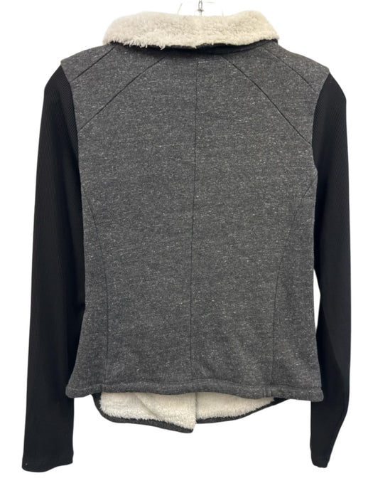 Alo Yoga Size M Black, Gray, White Polyester & Cotton Sherpa Fleece Jacket Black, Gray, White / M