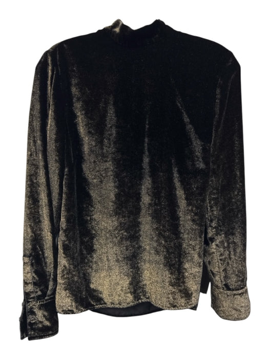 Frame Size S Black & Gold Viscose & Nylon Metallic Thread Long Sleeve Velvet Top Black & Gold / S