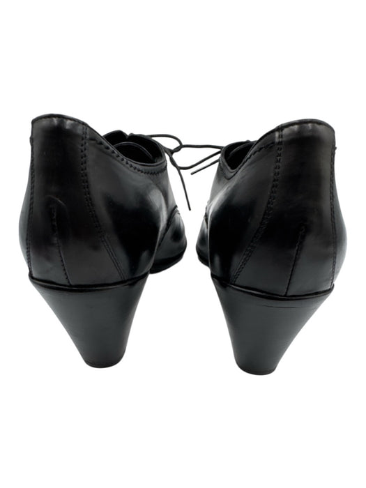 Duccio Del Duca Shoe Size 37 Black Leather Pointed Toe Lace Up Midi Heel Loafers Black / 37