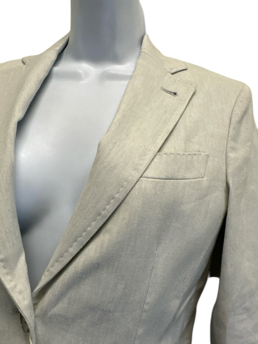 Lardini Size 40 Cream Gray Linen Blend Patch Pocket Long Sleeve Blazer Jacket Cream Gray / 40