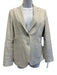 Lardini Size 40 Cream Gray Linen Blend Patch Pocket Long Sleeve Blazer Jacket Cream Gray / 40