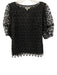 Joie Size 4 Black Polyester Short Sleeve Floral Lace Overlay Wide Neck Top Black / 4