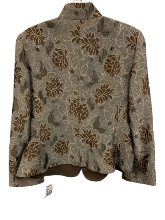 Armani Collezioni Size 8 Gray & Brown Viscose jaquard Floral 3 Button Jacket Gray & Brown / 8