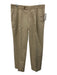 Zegna Size 52 Beige Cotton Solid Khaki Pleats Men's Pants Beige / 52