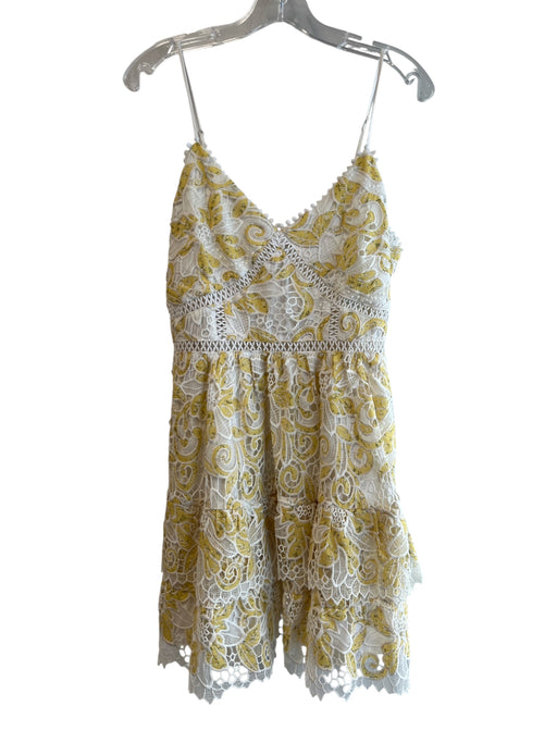 Just Me Size L Cream & Yellow Polyester V Neck Adjustable spaghetti straps Dress Cream & Yellow / L