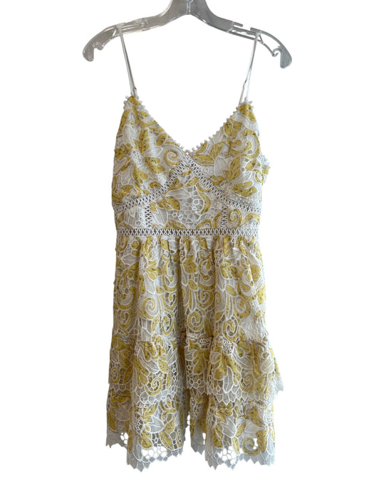 Just Me Size L Cream & Yellow Polyester V Neck Adjustable spaghetti straps Dress Cream & Yellow / L