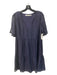 Marie Oliver Size M Navy Silk V Neck Short Sheer Sleeve Pleat Detail Dress Navy / M