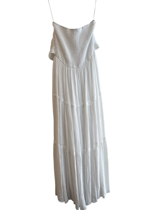 Aakaa Size M White Polyester Blend Strapless Shirred Bodice Tie Waist Dress White / M