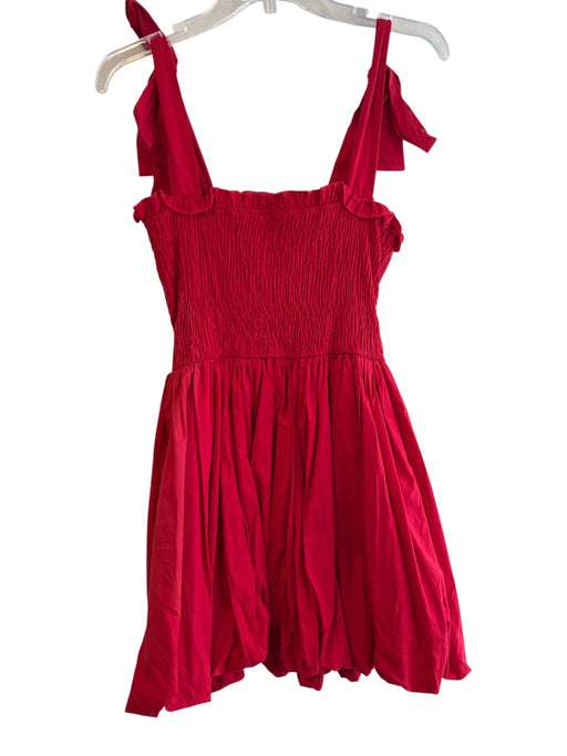 The Impeccable Pig Size L Red Polyester Shirred tie strap Bubble Skirt Dress Red / L