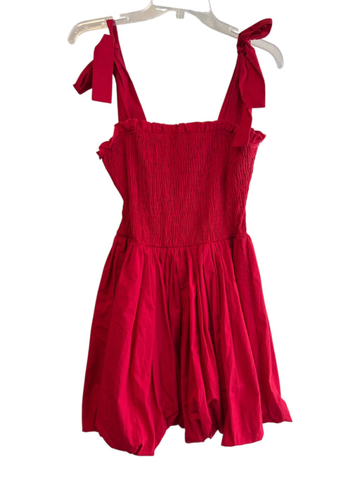 The Impeccable Pig Size L Red Polyester Shirred tie strap Bubble Skirt Dress Red / L