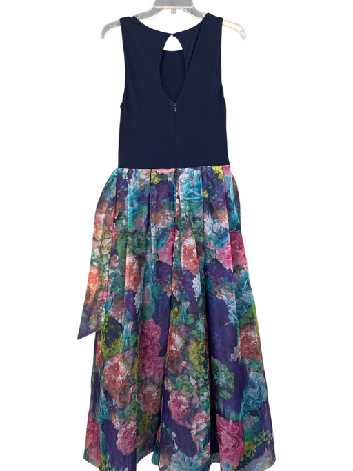 Eliza J Size 10 navy Blue multi Polyester Sleeveless Key Floral Print Dress navy Blue multi / 10