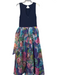 Eliza J Size 10 navy Blue multi Polyester Sleeveless Key Floral Print Dress navy Blue multi / 10