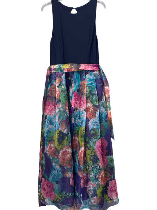 Eliza J Size 10 navy Blue multi Polyester Sleeveless Key Floral Print Dress navy Blue multi / 10