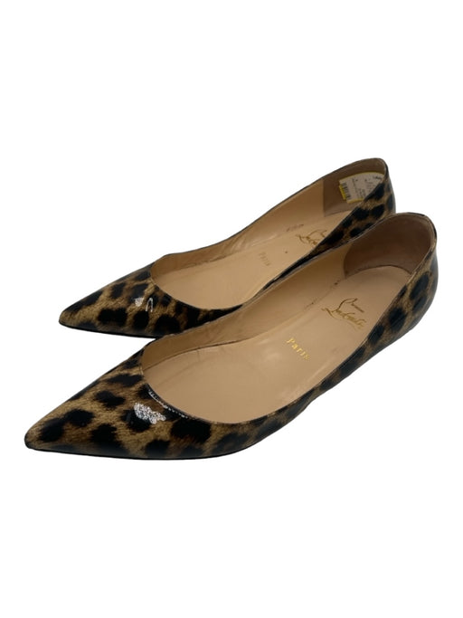 Christian Louboutin Shoe Size 41 Brown Patent Leather Cheetah Pointed Toe Flats Brown / 41