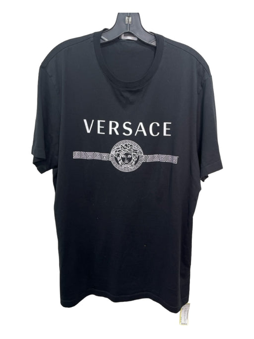 Versace Size XXL Black & White Cotton logo short sleeve Men's Short Sleeve XXL