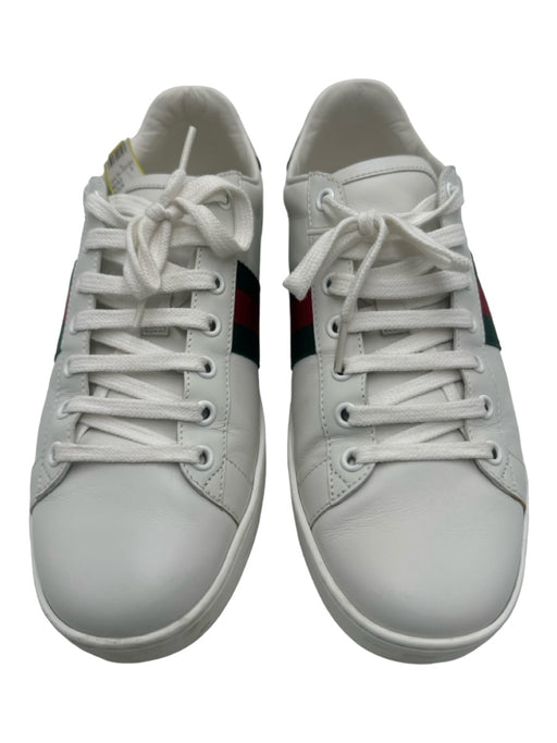Gucci Shoe Size 39.5 White Red Green Leather round toe lace up Sneakers White Red Green / 39.5