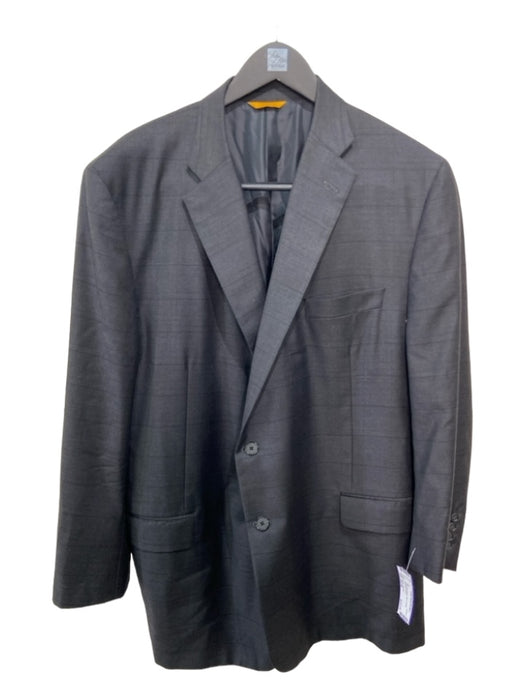 Hickey Freeman Gray Wool Blend Plaid 2 Button Men's Suit Est 48