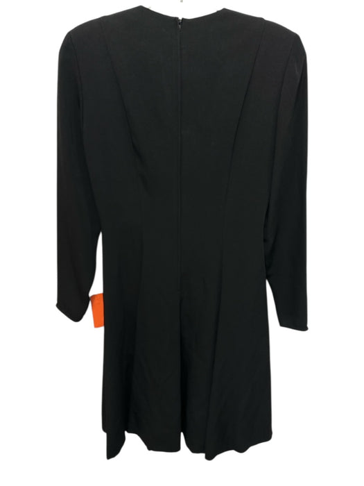 Giorgio Armani Size 6/40 Black Long Sleeve Pleated Shoulder Pads Back Zip Dress Black / 6/40