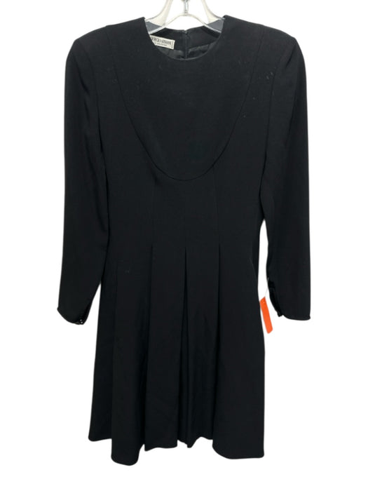 Giorgio Armani Size 6/40 Black Long Sleeve Pleated Shoulder Pads Back Zip Dress Black / 6/40