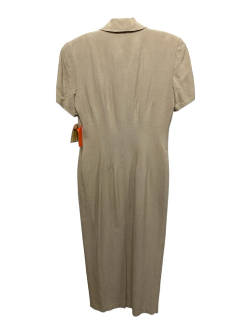 Dana Buchman Size 2 Beige Silk Short Sleeve Button Front Paneled Midi Dress Beige / 2