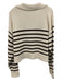 Reformation Size M Cream & Brown Cotton Collar V Neck Horizontal Stripe Sweater Cream & Brown / M