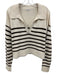 Reformation Size M Cream & Brown Cotton Collar V Neck Horizontal Stripe Sweater Cream & Brown / M
