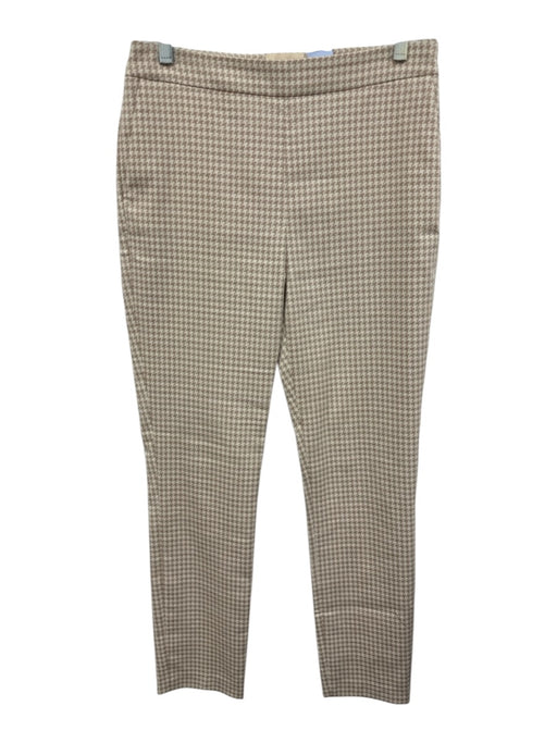 Sezane Size 38 White & Beige Cotton Blend Side Zip Houndstooth Pattern Pants White & Beige / 38
