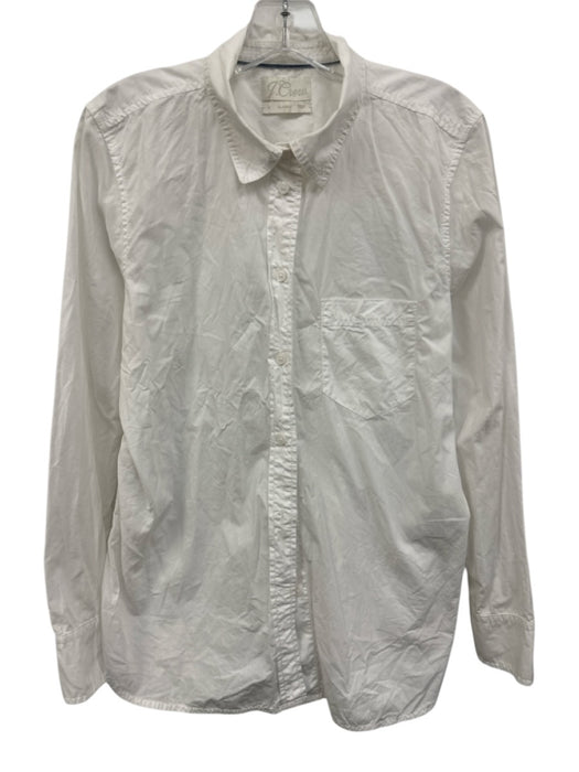 J.Crew Size 8 White Cotton Collar Neck Button Down Long Sleeve Breast Pocket Top White / 8