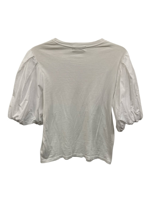 Jonathan Simkhai Size M White Cotton Crewneck Puff Half Sleeve Top White / M