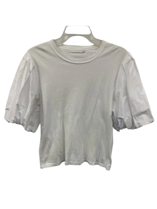Jonathan Simkhai Size M White Cotton Crewneck Puff Half Sleeve Top White / M