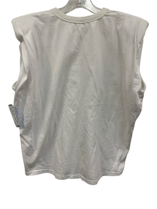 Frankie Shop Size S White Cotton Crew Neck Sleeveless Padded Shoulders Top White / S