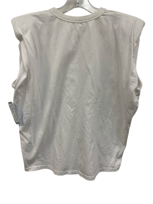 Frankie Shop Size S White Cotton Crew Neck Sleeveless Padded Shoulders Top White / S