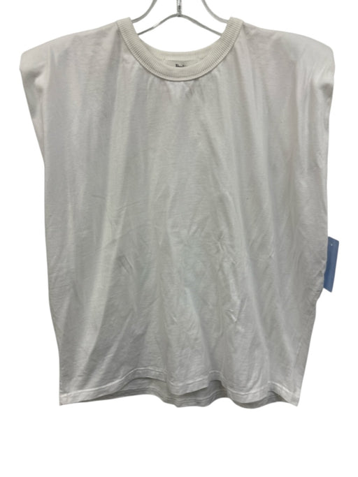 Frankie Shop Size S White Cotton Crew Neck Sleeveless Padded Shoulders Top White / S