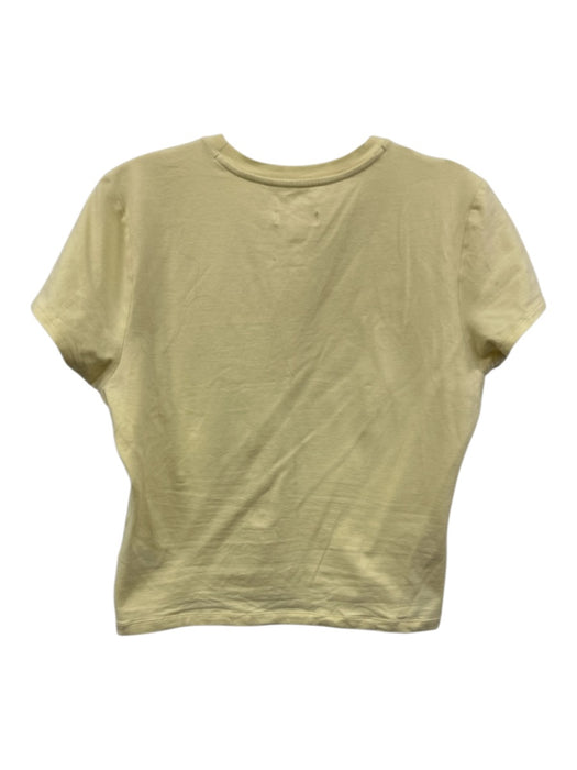 Good American Size L Butter Yellow Cotton Crew Neck Short Sleeve Top Butter Yellow / L
