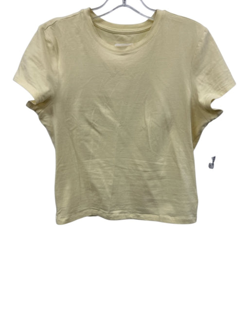 Good American Size L Butter Yellow Cotton Crew Neck Short Sleeve Top Butter Yellow / L
