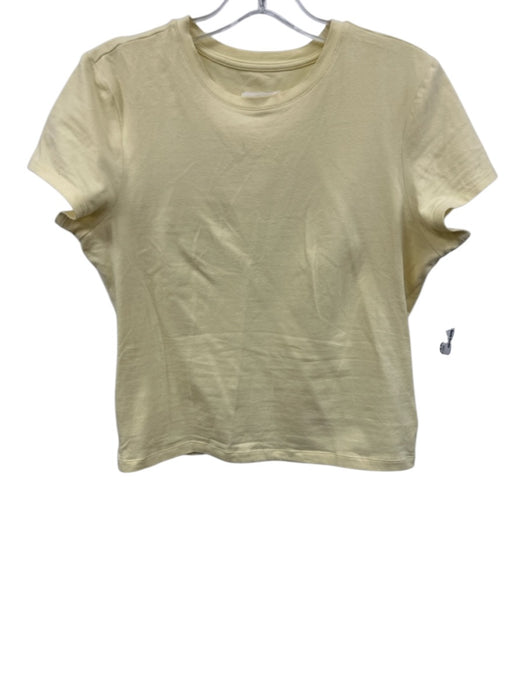 Good American Size L Butter Yellow Cotton Crew Neck Short Sleeve Top Butter Yellow / L