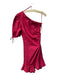 Jonathan Simkhai Size 8 Dark Pink Cotton Blend One Shoulder Side Zip Dress Dark Pink / 8