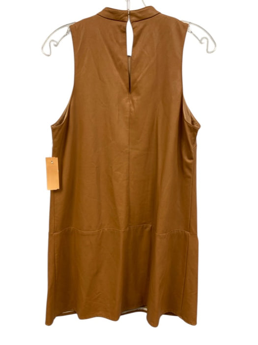 Amanda Uprichard Size Medium Tan Brown Viscose Blend Faux Leather Pockets Dress Tan Brown / Medium