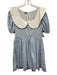 Azeeza Size Large Light blue & white Cotton Short Puff Sleeve Gathered Dress Light blue & white / Large