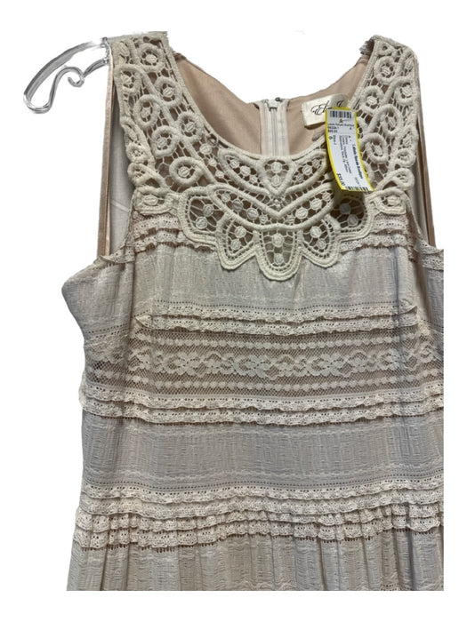 Eliza J Size 6 Cream Polyester Lace Detail Sleeveless Back Zip Dress Cream / 6