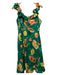 Farm Rio Size M Green Multi Cotton Corset Top Fruit Ruffle sleeve Midi Dress Green Multi / M