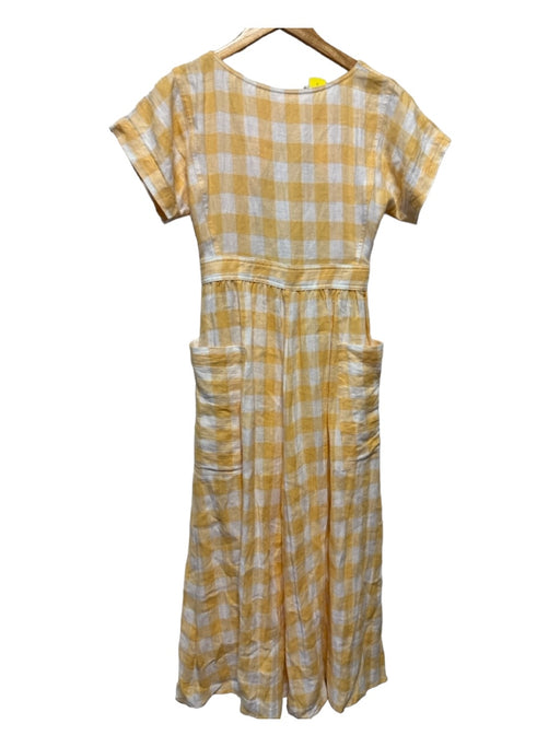 Christy Dawn Size M Yellow & White Recycled Material Gingham Open Back Dress Yellow & White / M