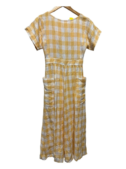 Christy Dawn Size M Yellow & White Recycled Material Gingham Open Back Dress Yellow & White / M